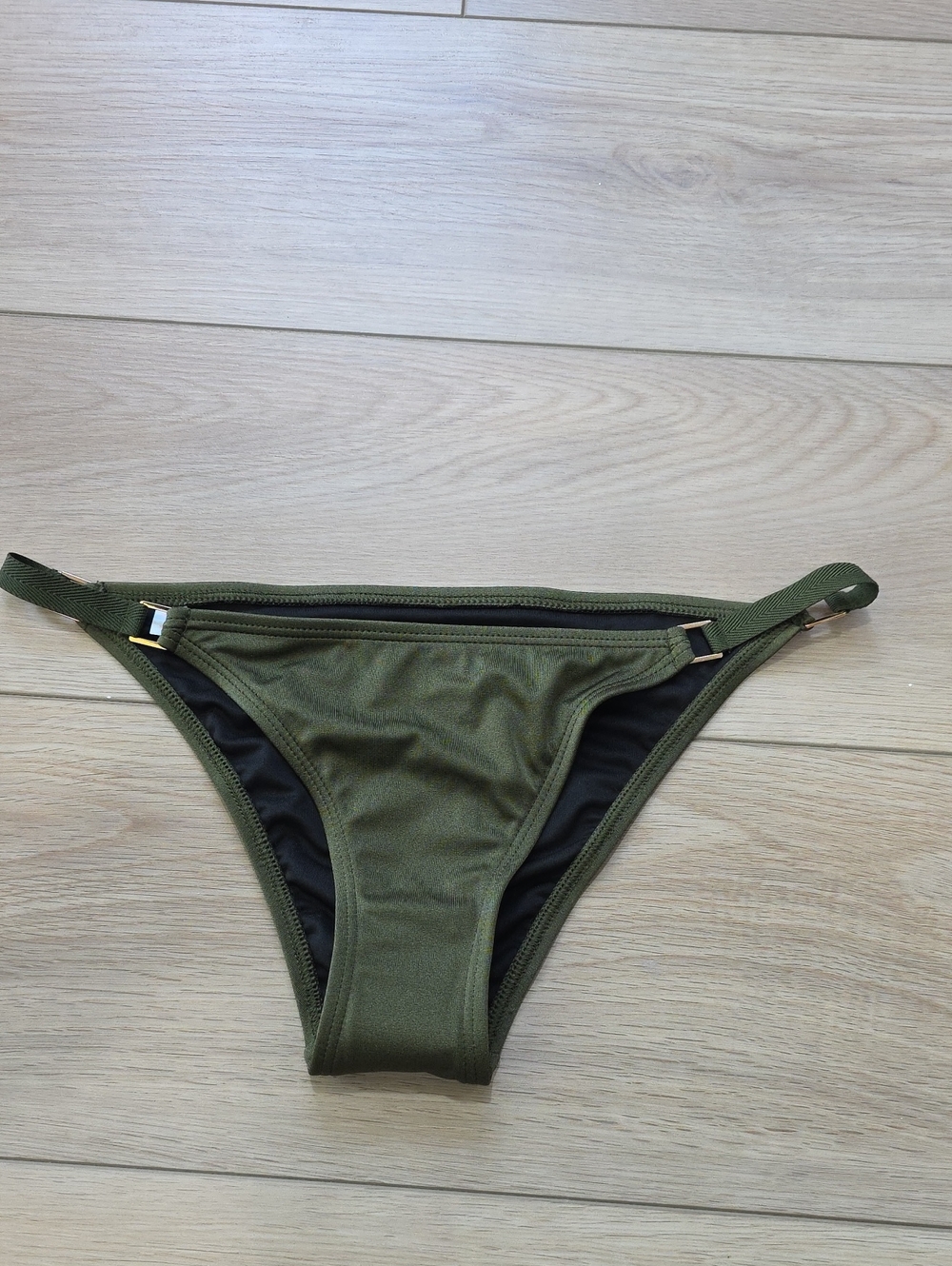 Victoria's Secret Olive Green Cheeky Bikini Bottom with Gold Hardware